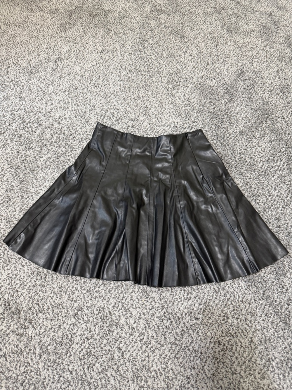 Zara Black Faux Leather Circle Skirt